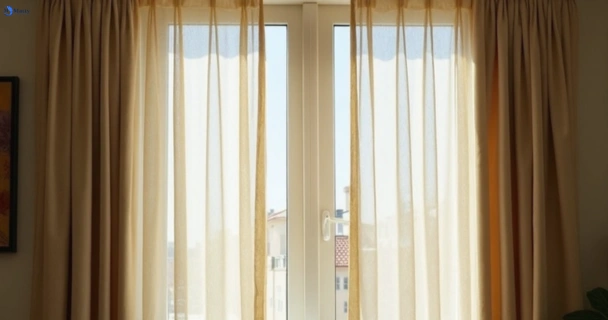 Dull dusty drapes in griffin before professional cleaning